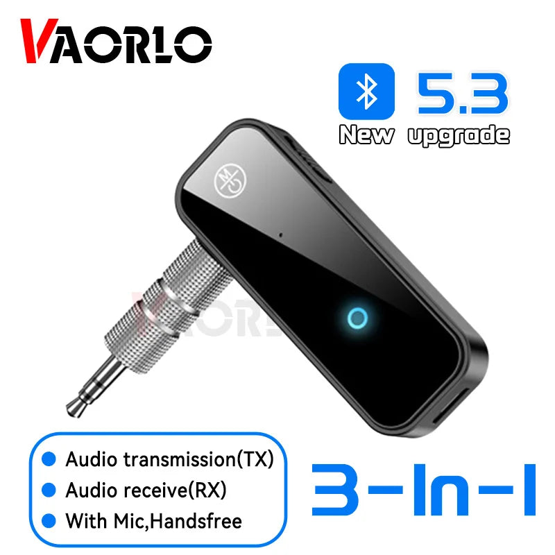 New Bluetooth 5.3 Transmitter Receiver HIFI stereo Wireless Audio Adapter With HD Mic 3.5mm AUX For Car Audio Music Hands-free