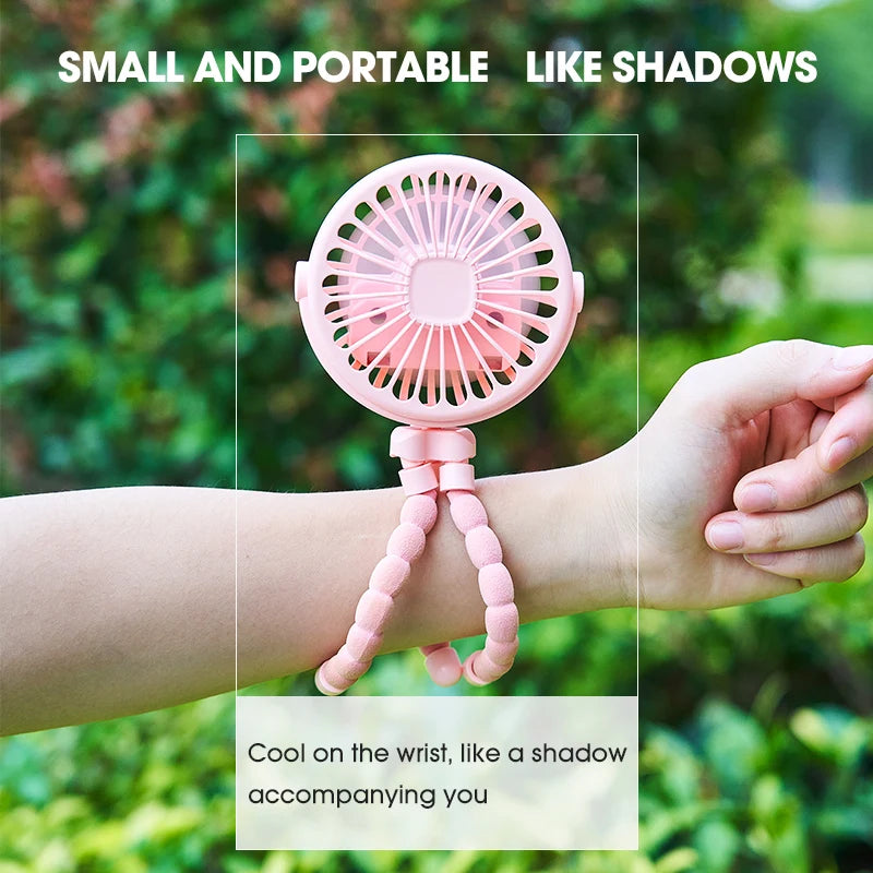 Portable USB Desktop Folding Fan,Outdoor Baby Stroller Handheld Fan, Summer Mute Small Multifunctional Octopus Mini Fan
