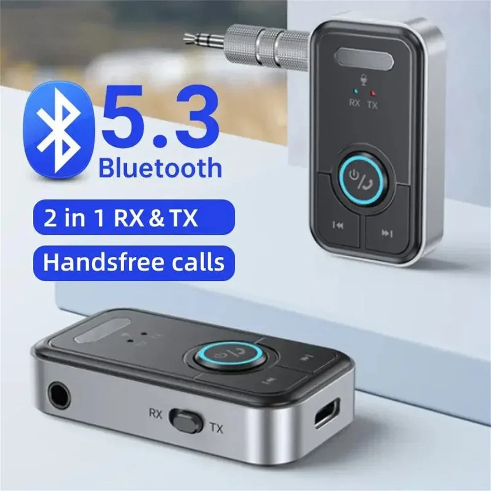 Wireless Bluetooth 5.3 Adapter Transmitter Receiver Audio for Music Headphone Car Speaker AUX Audio Adapter with 3.5mm Jack