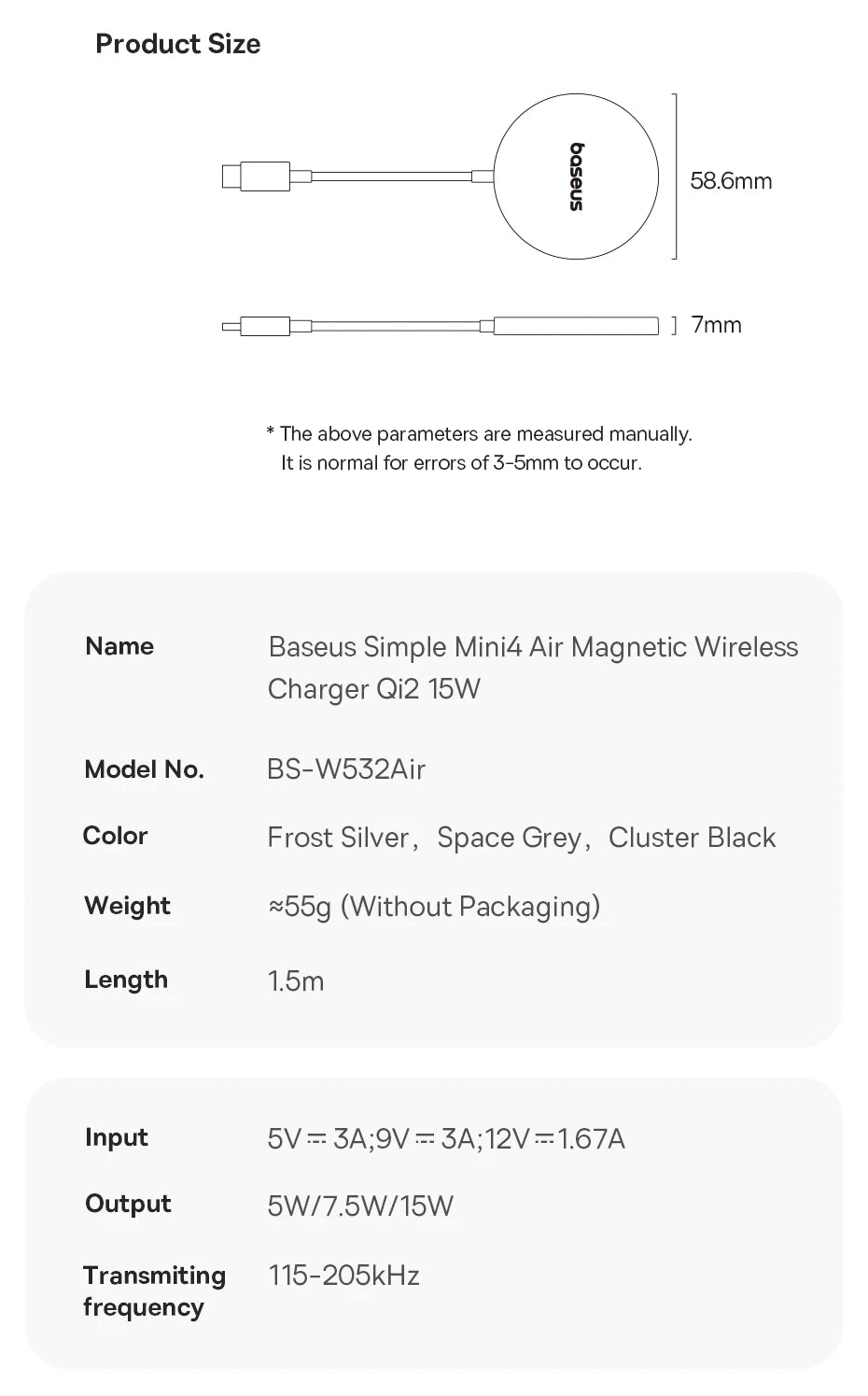 Baseus Qi2 15W Magnetic Wireless Charger Mini Fast Charging Phone Charger For iPhone 16 15 14 13 Pro Max