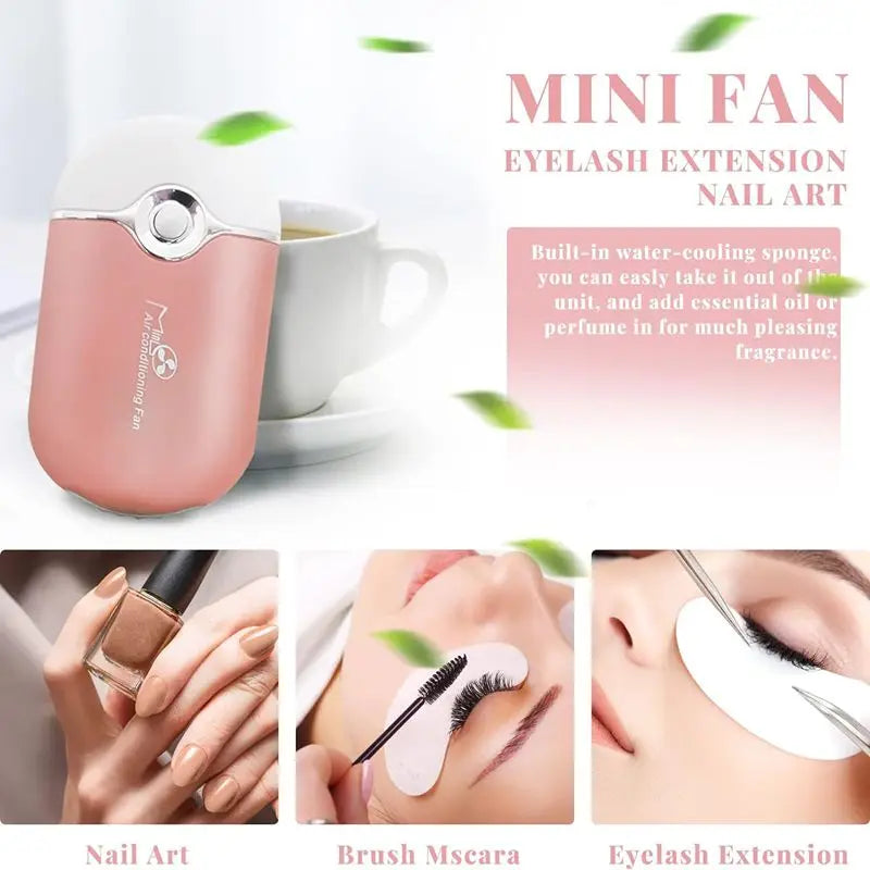 USB Rechargeable Portable Mini Fan Cooling Fan Bladeless Handheld Eyelash dryer Mini Handheld Fan Air Conditioning Blower