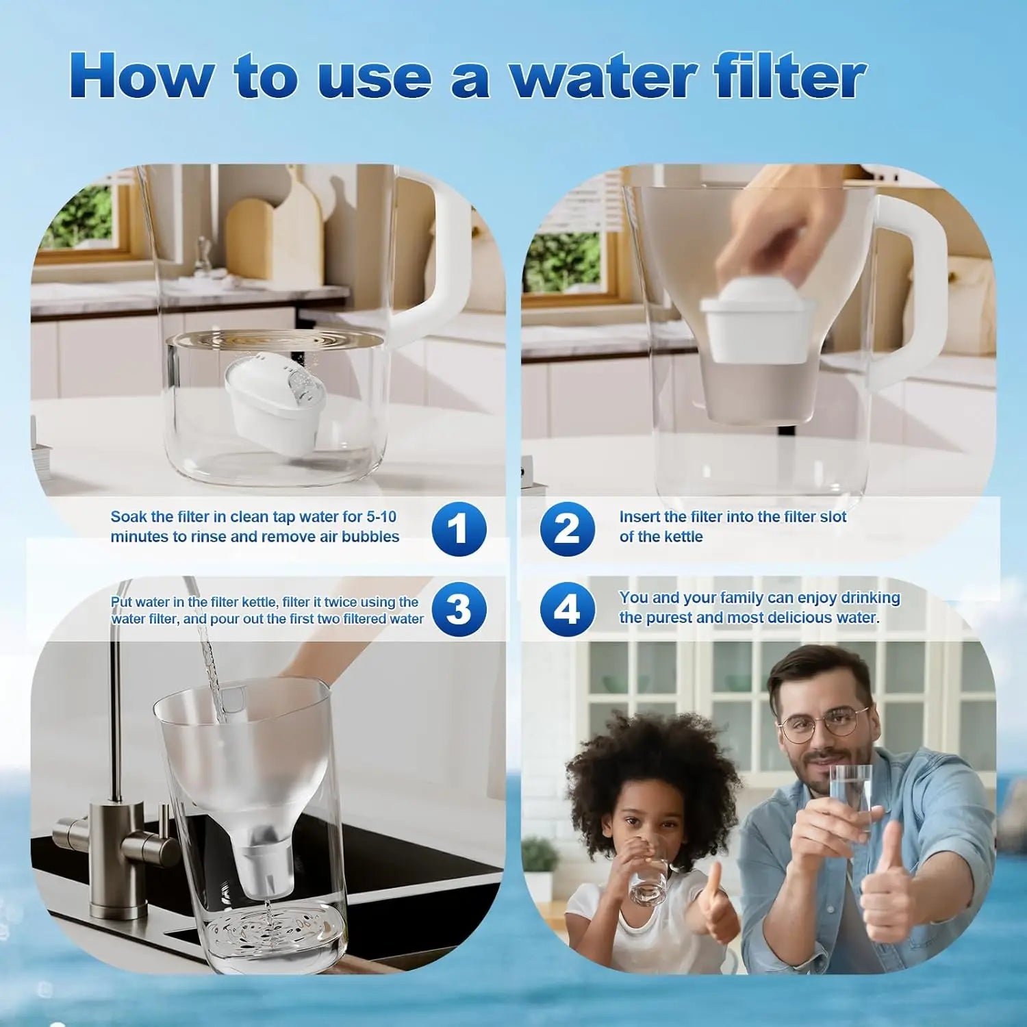 1/2/3pcs Water Filter Cartridges Replacement for Brita Maxtra Pro All-in-1 Maxtra+ Plus Compatible with Brita Marella Jug Kettle
