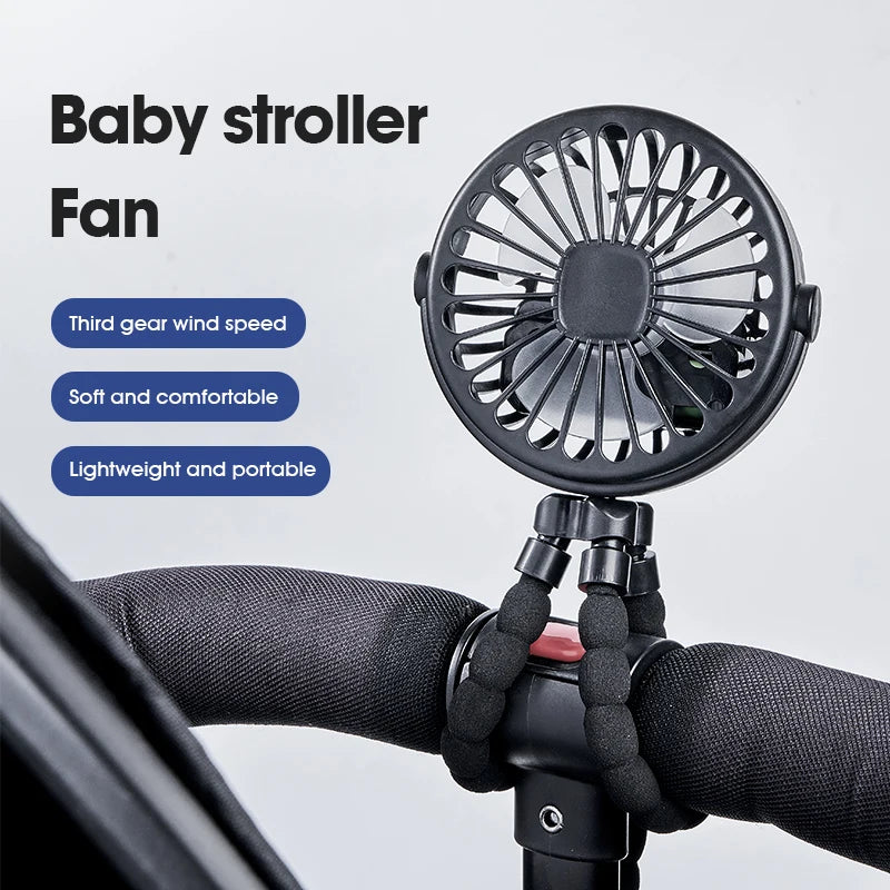 Portable USB Desktop Folding Fan,Outdoor Baby Stroller Handheld Fan, Summer Mute Small Multifunctional Octopus Mini Fan