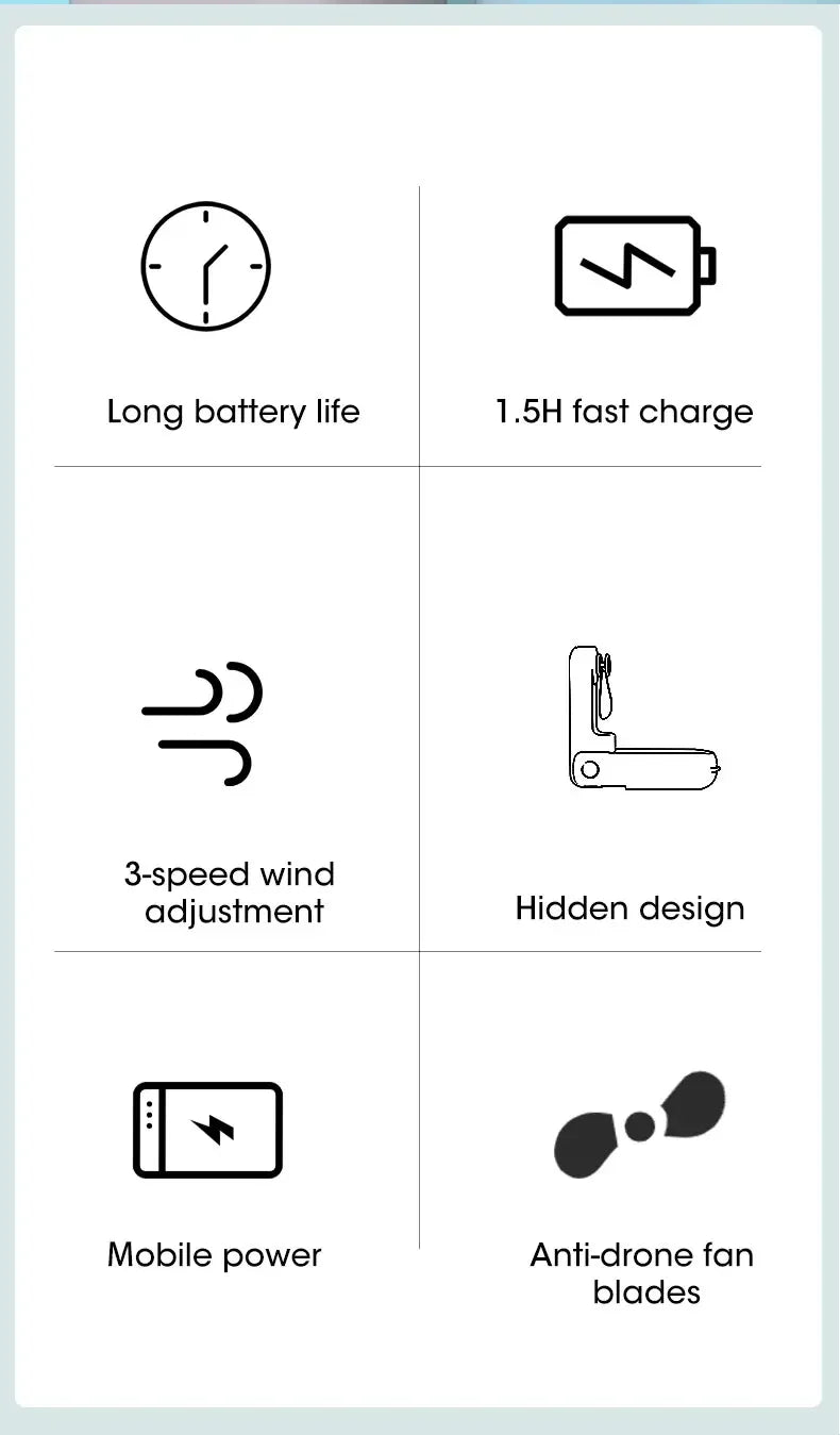 2000mAh Mini Portable Fan USB Rechargeable Cooler Collapsible Handheld Desktop Fan Quiet Foldable Office Home Handy Power Bank