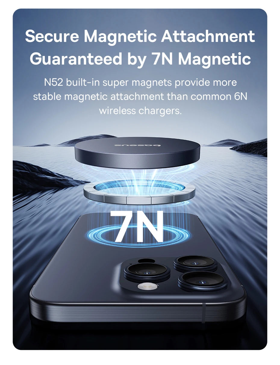 Baseus Qi2 15W Magnetic Wireless Charger Mini Fast Charging Phone Charger For iPhone 16 15 14 13 Pro Max