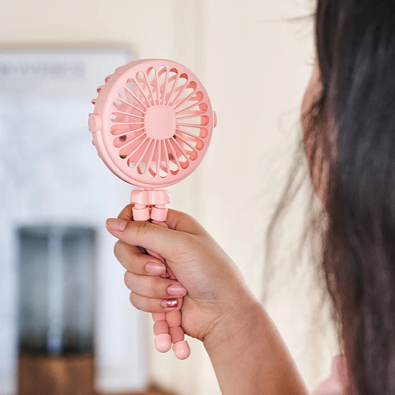 Portable USB Desktop Folding Fan,Outdoor Baby Stroller Handheld Fan, Summer Mute Small Multifunctional Octopus Mini Fan