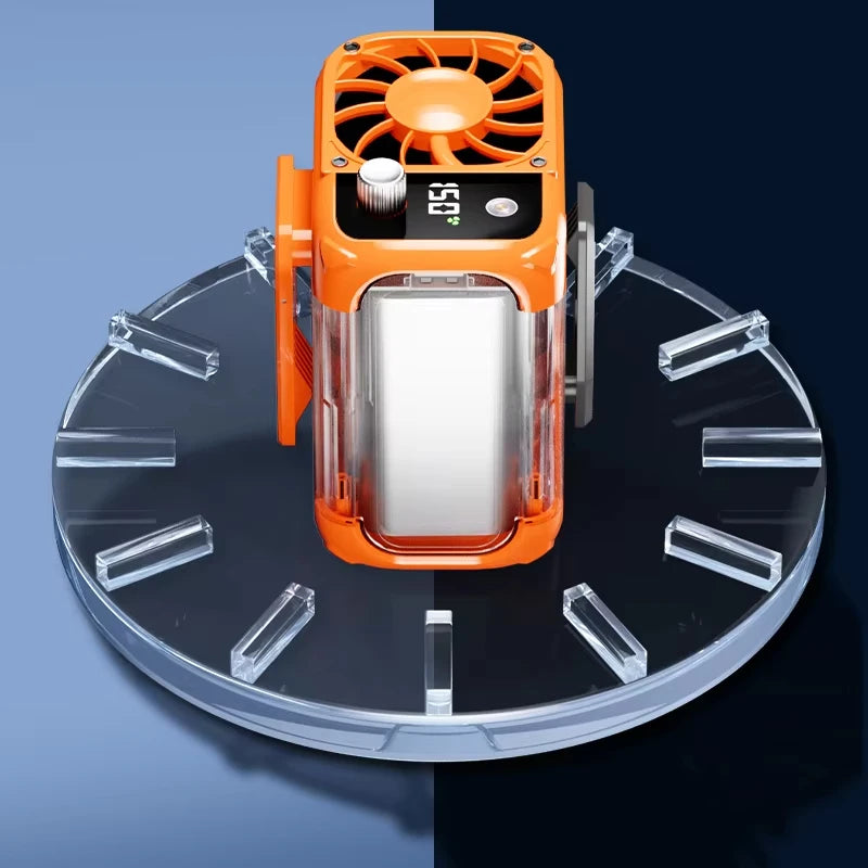 Mini high-speed waist fan, bladeless USB hanging neck fan, outdoor multifunctional mobile power lighting digital display fan