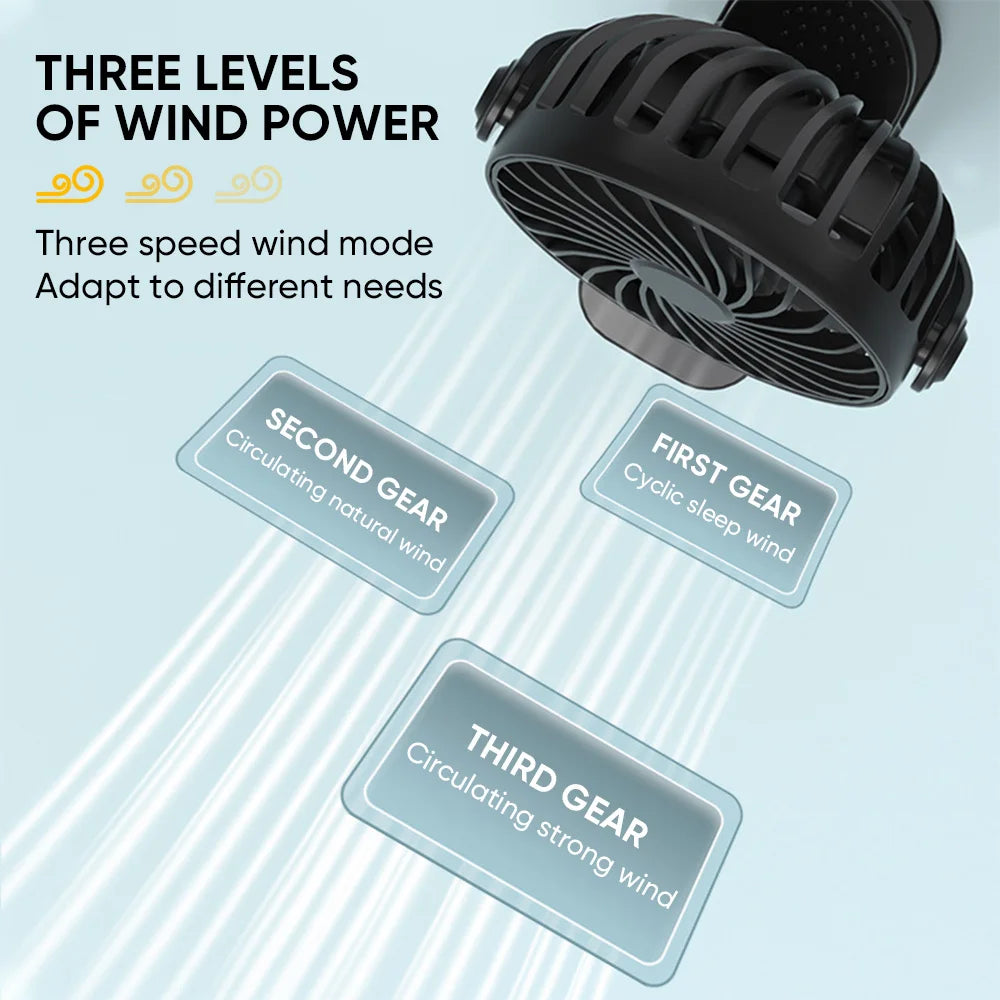 Mini Fan Rechargeable Fan 720° Rotating Hanging Clip Fan with Nightlight Portable Office Bedroom Dormitory Outdoor Fan Gifts
