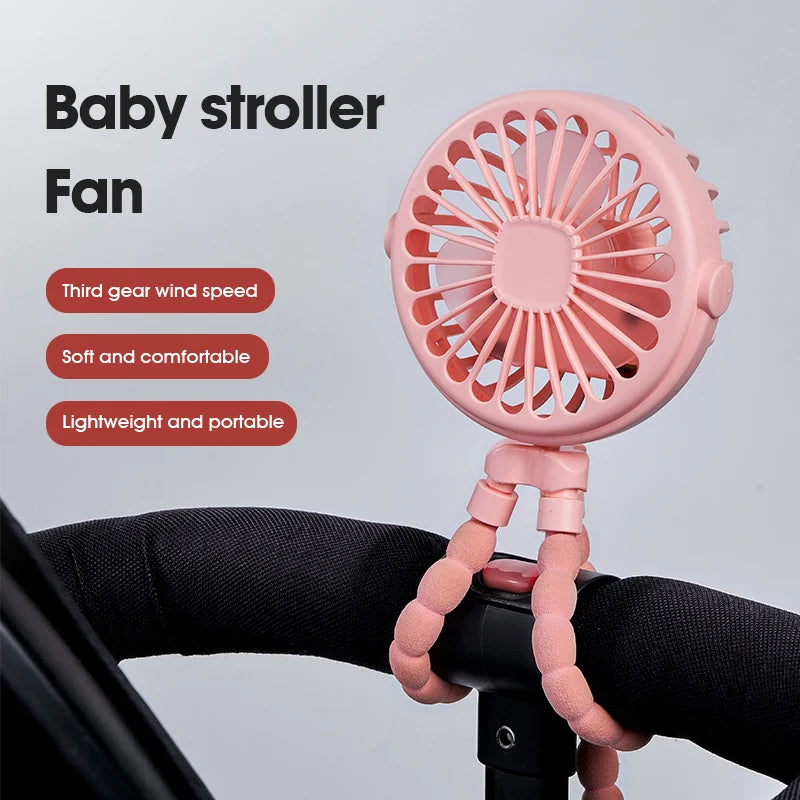 Portable USB Desktop Folding Fan,Outdoor Baby Stroller Handheld Fan, Summer Mute Small Multifunctional Octopus Mini Fan