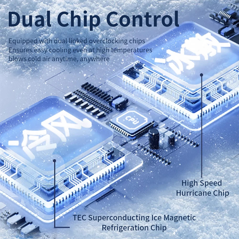 Outdoor Portable Mini Fan Handheld Fan with LED Display Semiconductor Refrigeration 100 Wind Speeds USB Rechargeable Battery Fan