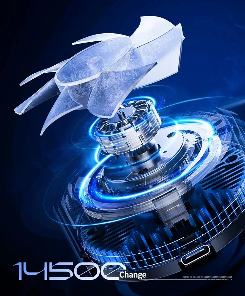 Mini high-speed waist fan, bladeless USB hanging neck fan, outdoor multifunctional mobile power lighting digital display fan