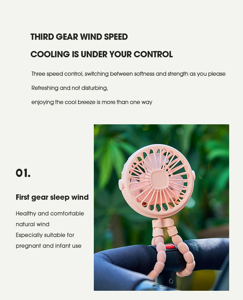 Portable USB Desktop Folding Fan,Outdoor Baby Stroller Handheld Fan, Summer Mute Small Multifunctional Octopus Mini Fan