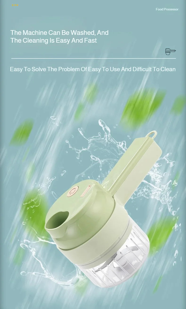 4 IN 1 Electric Vegetable Cutter Food Peel Slicer Handheld Wireless Garlic Masher Food Chopper Meat Grinder Home kitchen Mincer