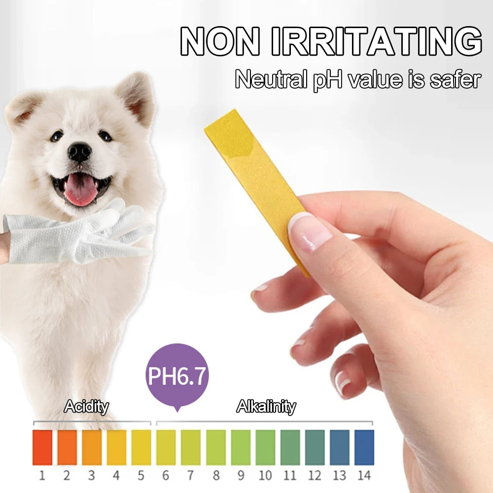 30/6PCS Cat Dog Disposable Glove Towels Pet Wash Free Glove No Rinse Washing Gloves Towels Deodorizing Dry Cleaning Wet Towels