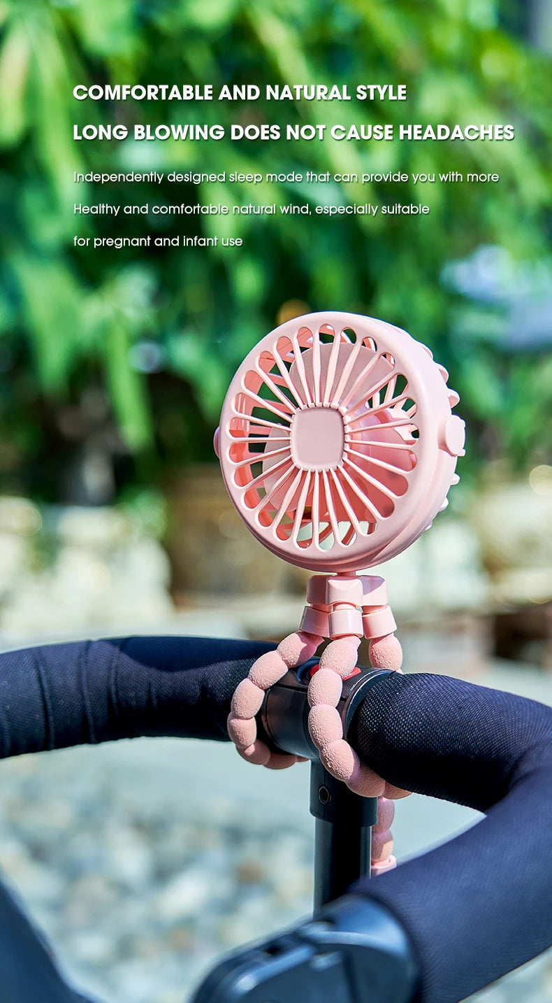 Portable USB Desktop Folding Fan,Outdoor Baby Stroller Handheld Fan, Summer Mute Small Multifunctional Octopus Mini Fan