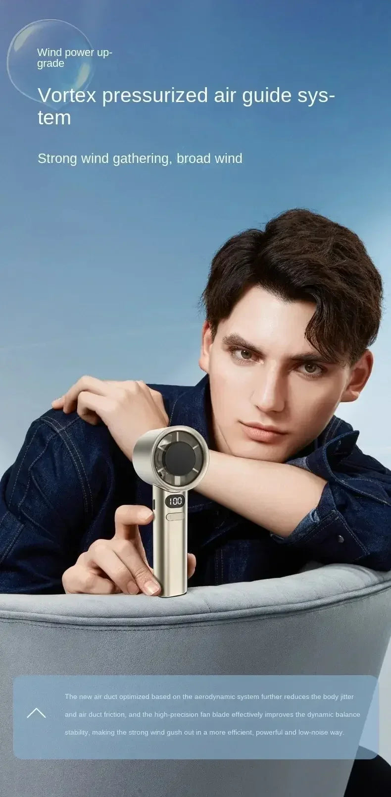 Portable Hand Fan 120 Wind Speeds Mini Bladeless Handheld Fan USB Rechargeable Personal Highspeed Fans Electric Eyelash Fan