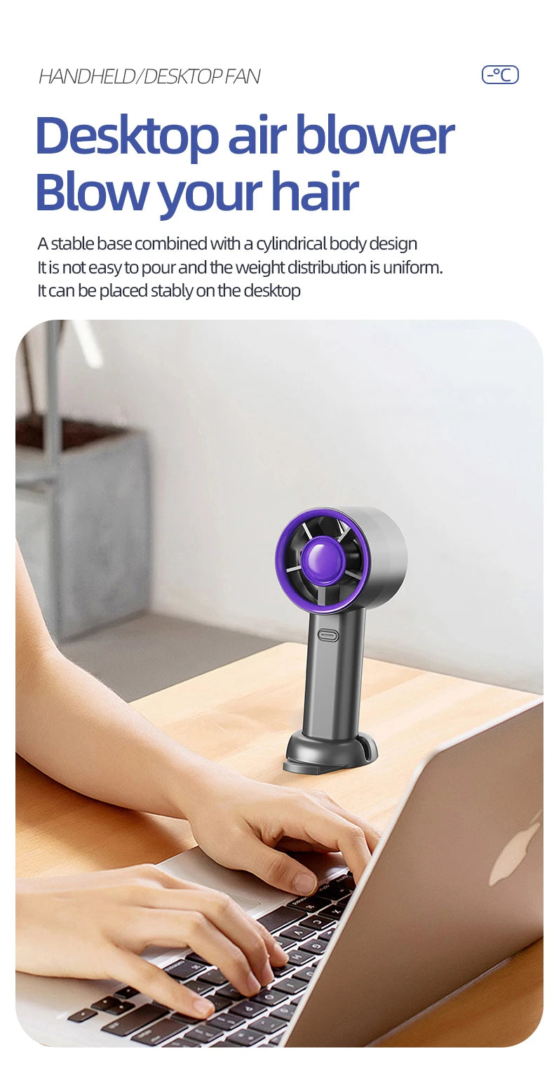 Mini Handheld USB Fast Charging Silent High-Speed Air Cooling Portable Fan Personal for Travel Outdoor Activities