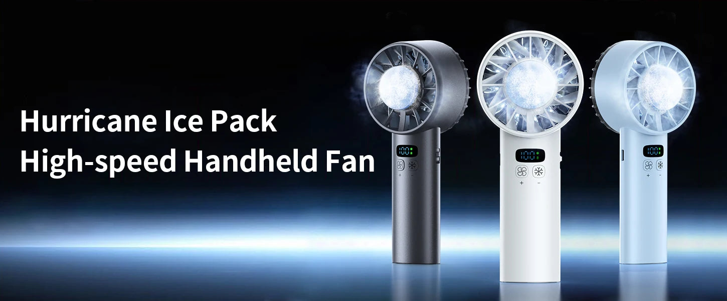 Outdoor Portable Mini Fan Handheld Fan with LED Display Semiconductor Refrigeration 100 Wind Speeds USB Rechargeable Battery Fan