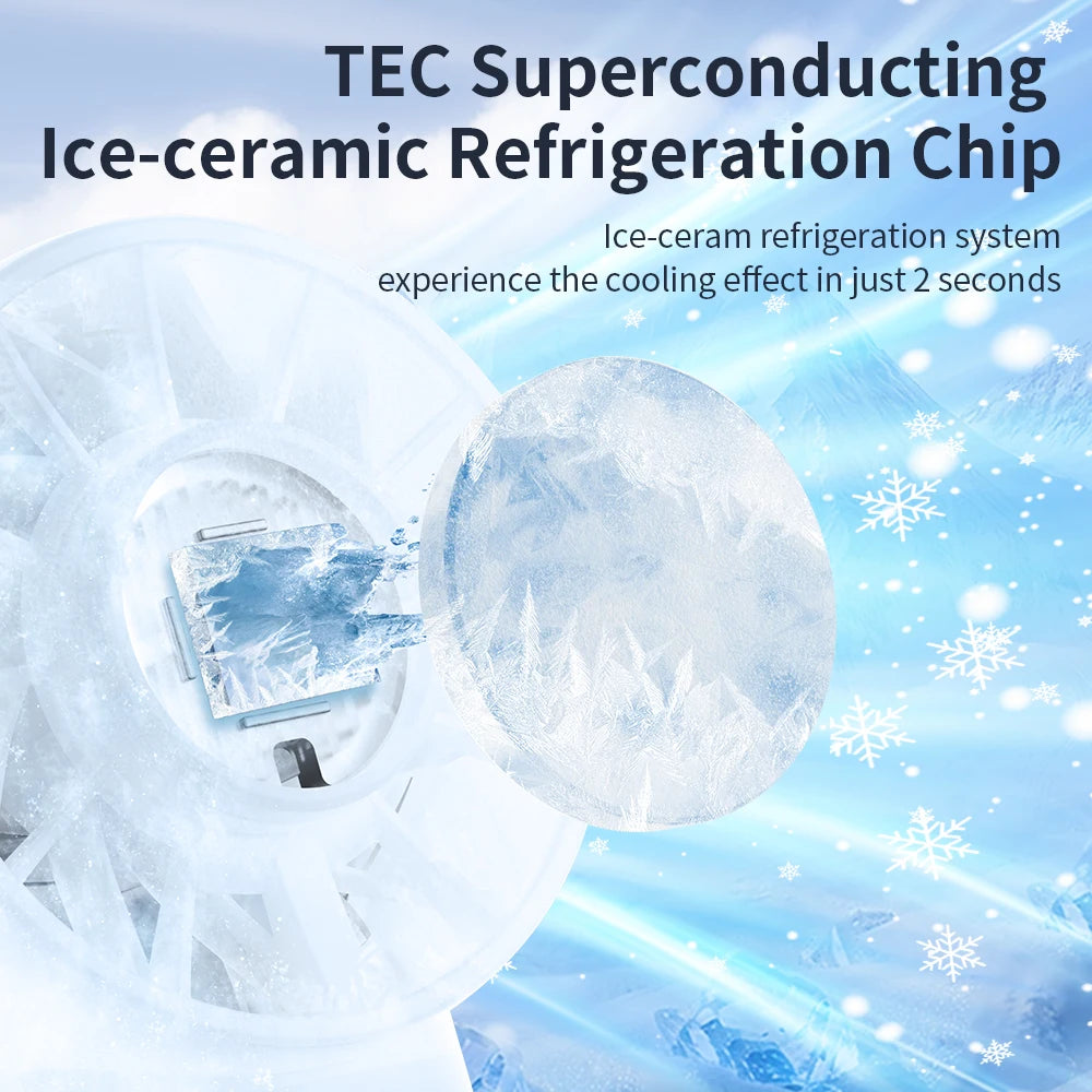 Outdoor Portable Mini Fan Handheld Fan with LED Display Semiconductor Refrigeration 100 Wind Speeds USB Rechargeable Battery Fan