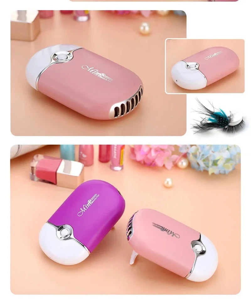 USB Rechargeable Portable Mini Fan Cooling Fan Bladeless Handheld Eyelash dryer Mini Handheld Fan Air Conditioning Blower
