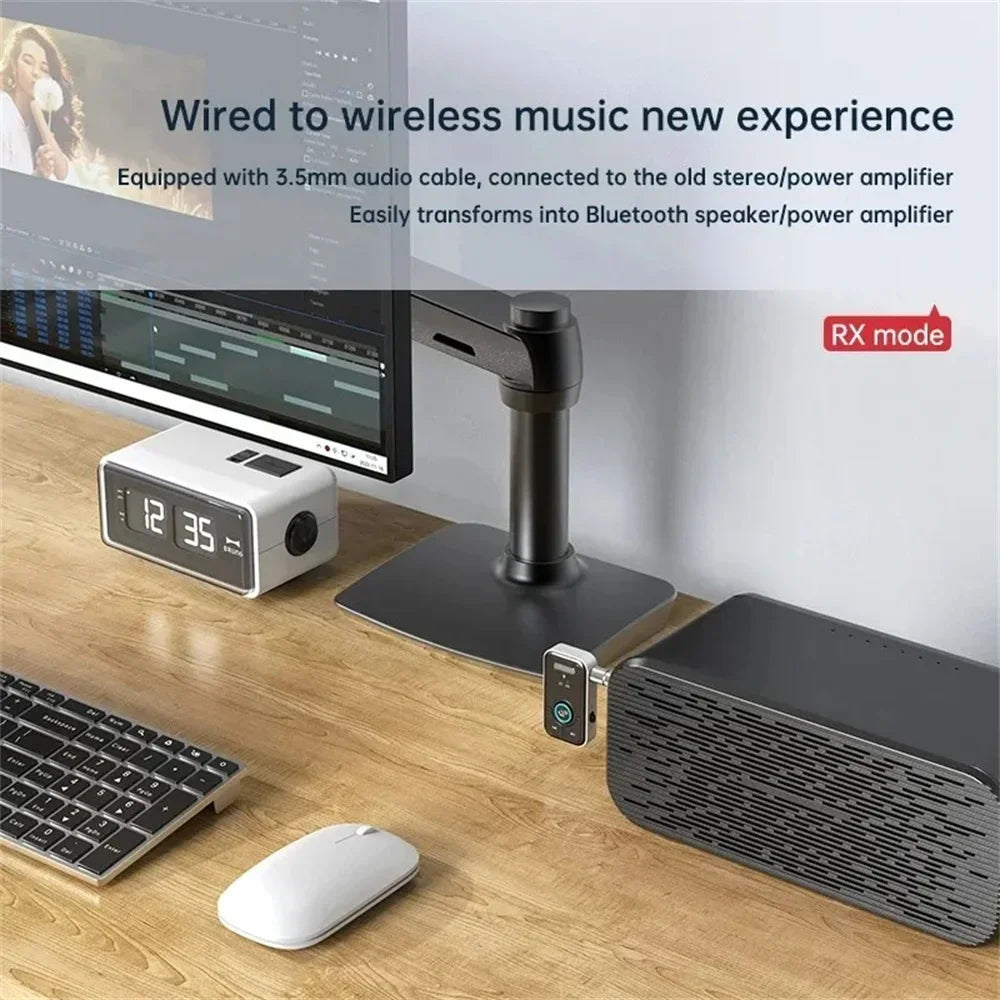 Wireless Bluetooth 5.3 Adapter Transmitter Receiver Audio for Music Headphone Car Speaker AUX Audio Adapter with 3.5mm Jack