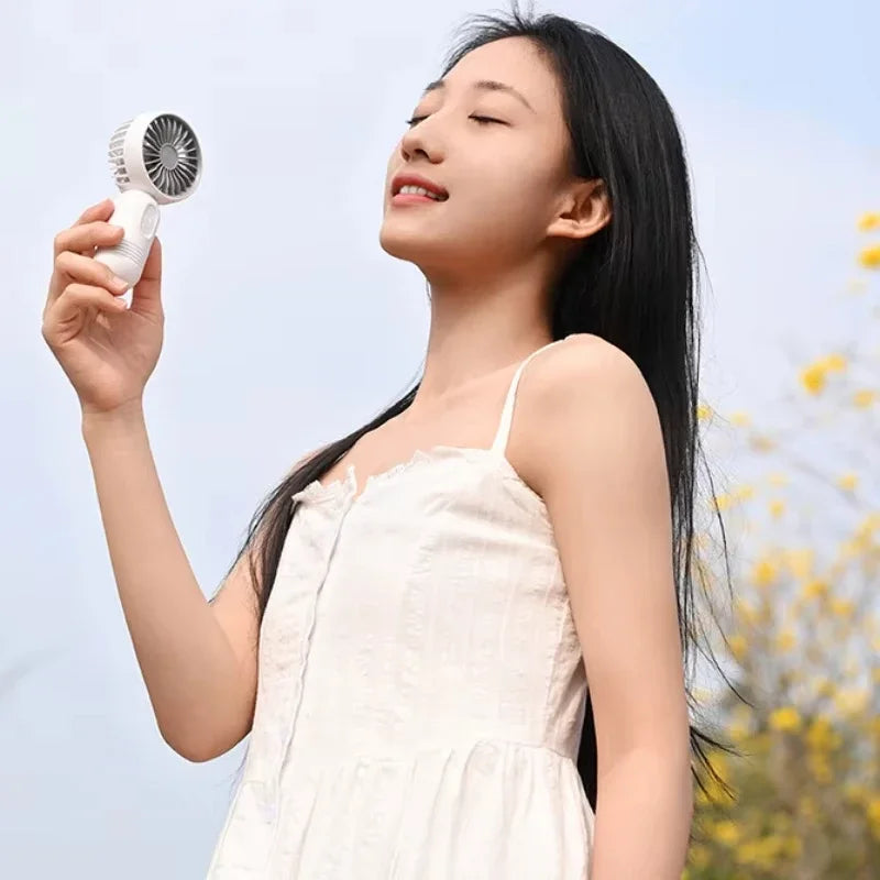 Mini Handheld Fan 3-Speed Strong Wind USB Rechargeable Long Lasting Portable Desk Fan For Students Office Outdoor Travel Camping