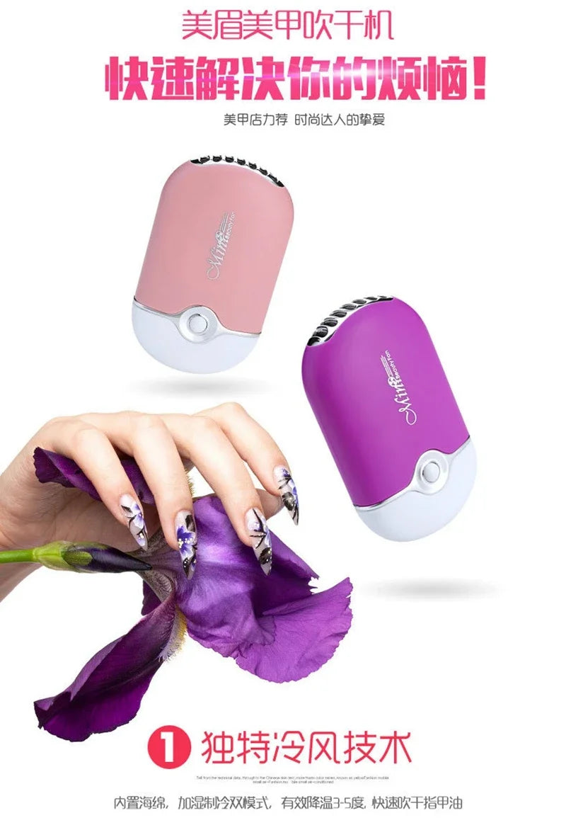 USB Rechargeable Portable Mini Fan Cooling Fan Bladeless Handheld Eyelash dryer Mini Handheld Fan Air Conditioning Blower