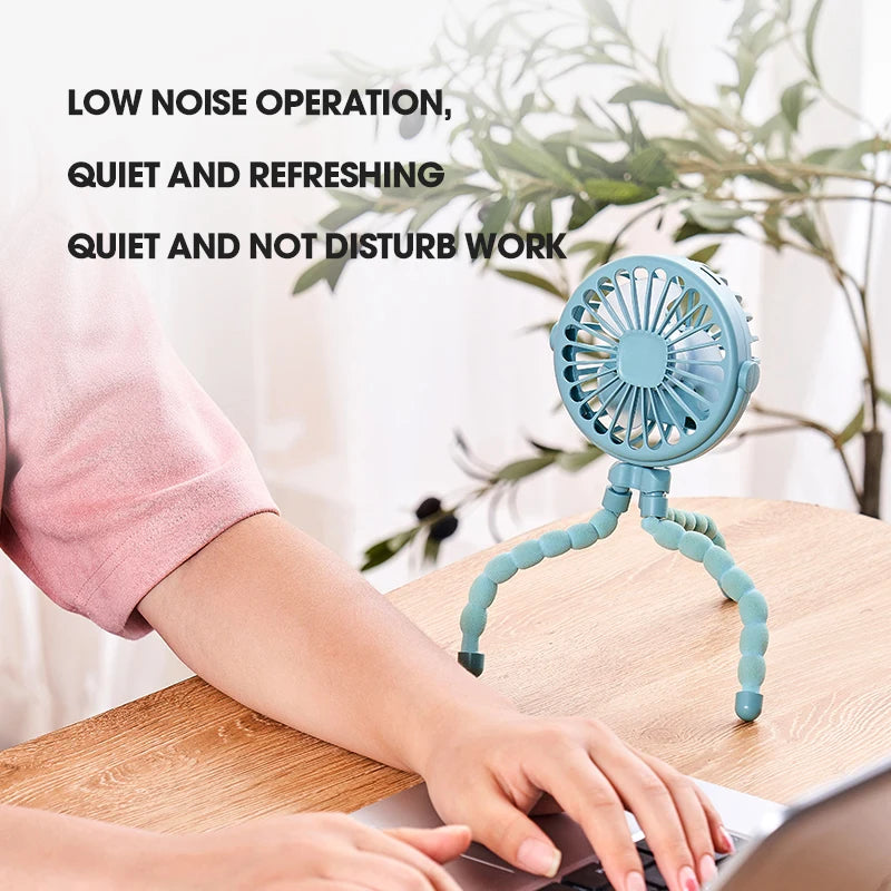 Portable USB Desktop Folding Fan,Outdoor Baby Stroller Handheld Fan, Summer Mute Small Multifunctional Octopus Mini Fan
