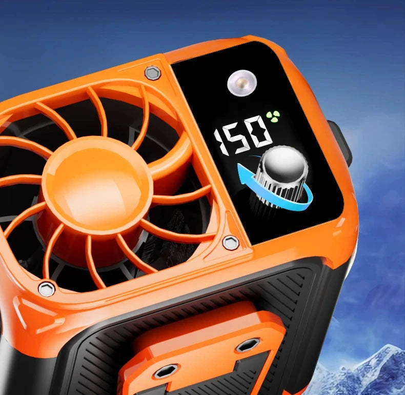 Mini high-speed waist fan, bladeless USB hanging neck fan, outdoor multifunctional mobile power lighting digital display fan