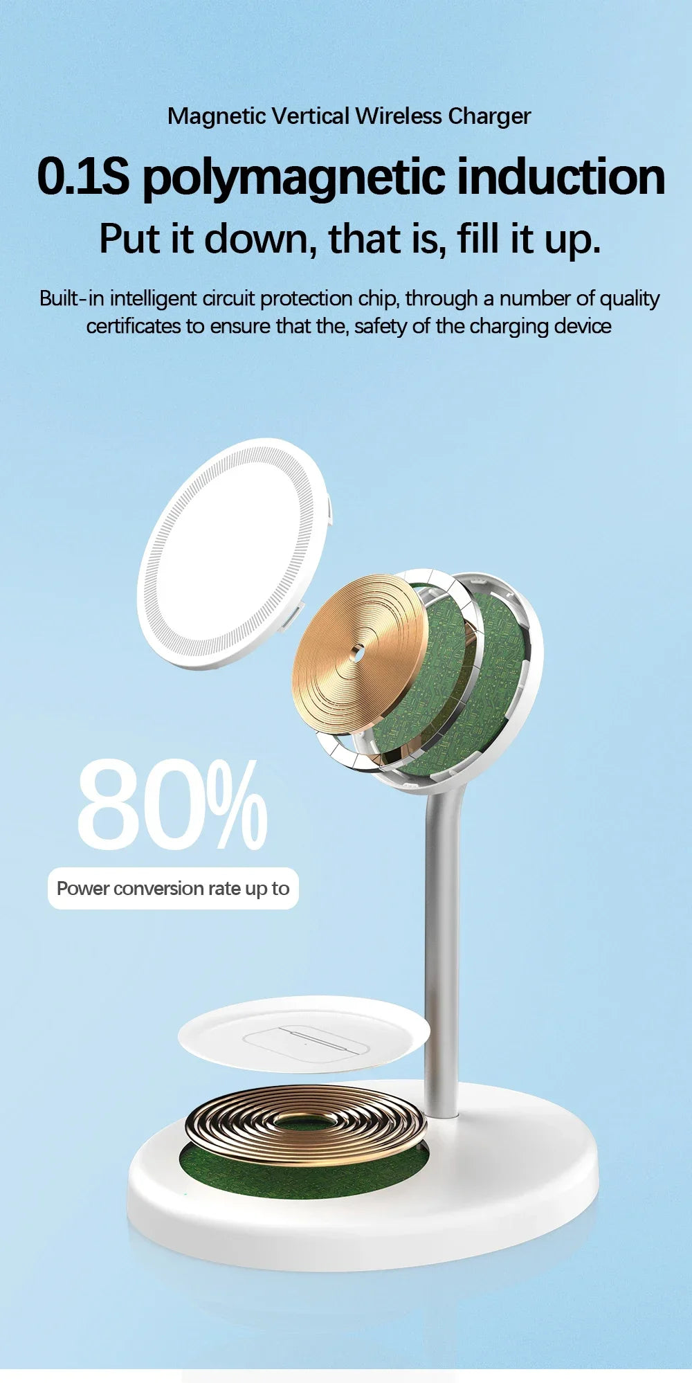 2 in 1 Magnetic Wireless Charger Stand Phone Charging Station Dock For iPhone 15 14 13 12 11 Pro Max AirPods Fast Chargers