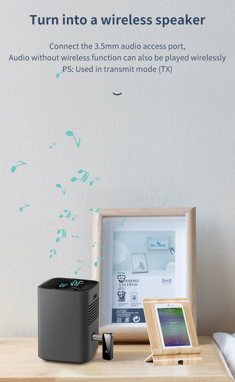 Bluetooth 5.0 Transmitter Receiver 2 In1 Wireless Adapter 3.5mm Jack Audio AUX Adapter For Car Audio Music Aux Handsfree Headset