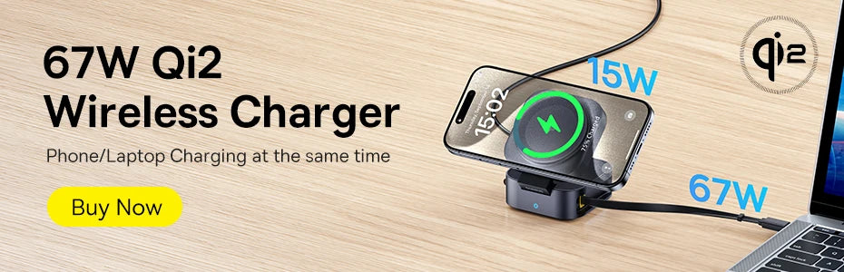 Baseus Qi2 15W Magnetic Wireless Charger Mini Fast Charging Phone Charger For iPhone 16 15 14 13 Pro Max