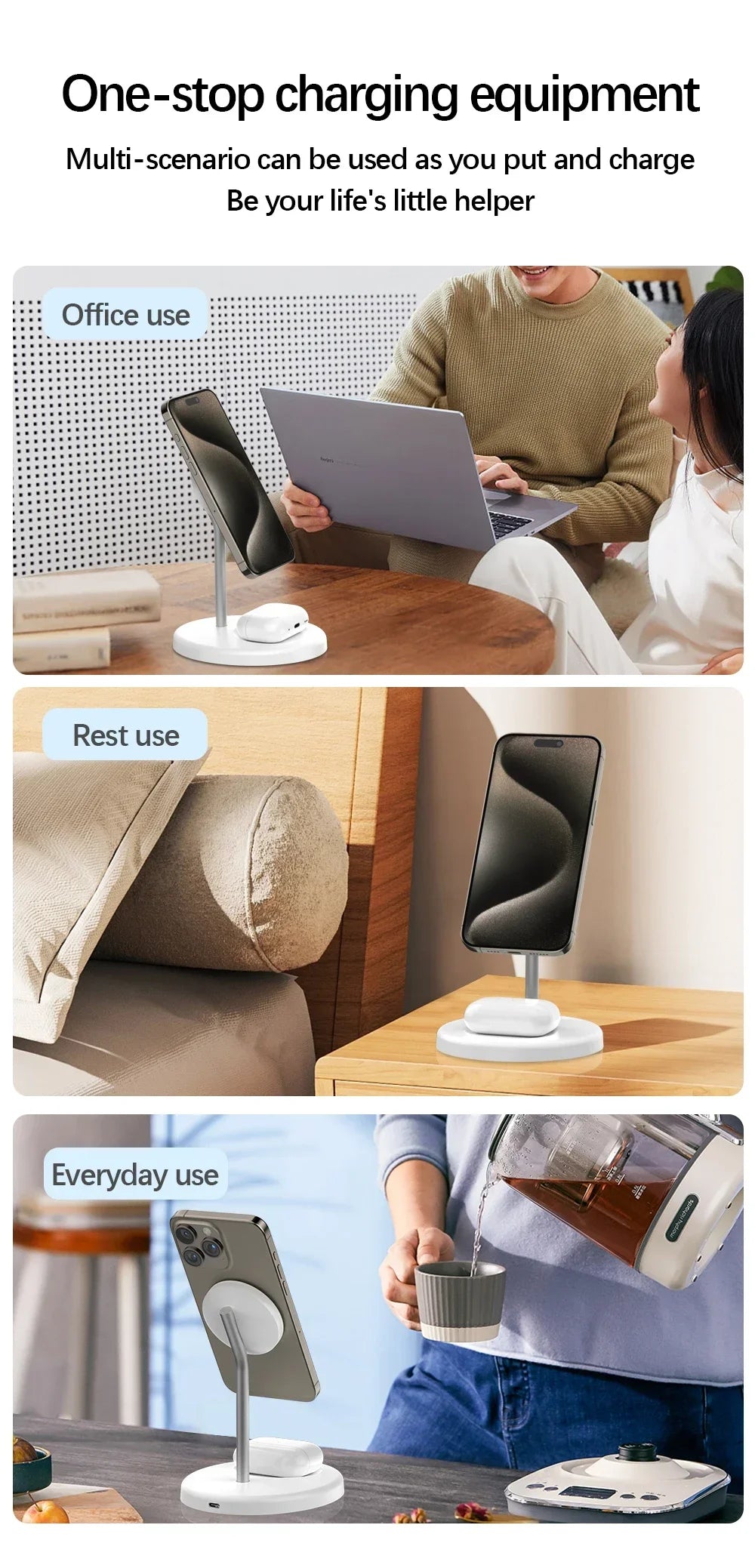 2 in 1 Magnetic Wireless Charger Stand Phone Charging Station Dock For iPhone 15 14 13 12 11 Pro Max AirPods Fast Chargers