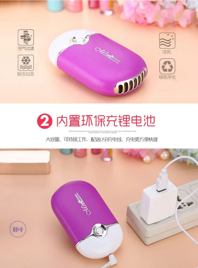 USB Rechargeable Portable Mini Fan Cooling Fan Bladeless Handheld Eyelash dryer Mini Handheld Fan Air Conditioning Blower