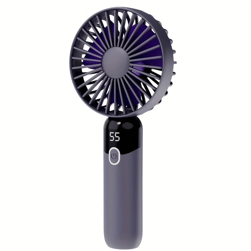 Portable Fan, 6 Speeds Personal Fan with Base, Digital Display, Lash Fan Makeup Fan Handheld/Neck/Desk Fan for Outdoor Indoor