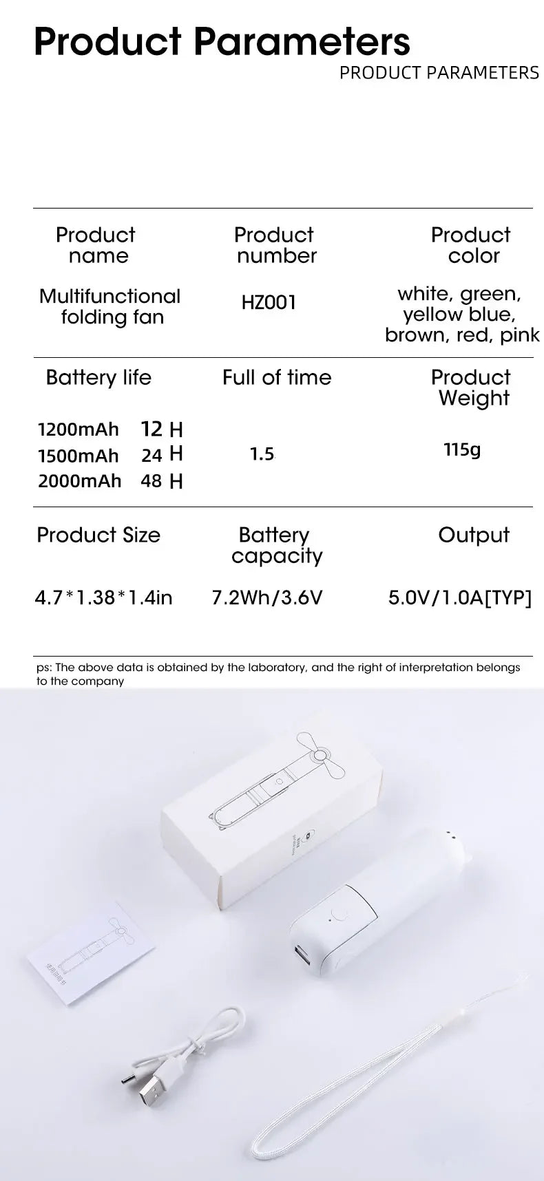2000mAh Mini Portable Fan USB Rechargeable Cooler Collapsible Handheld Desktop Fan Quiet Foldable Office Home Handy Power Bank