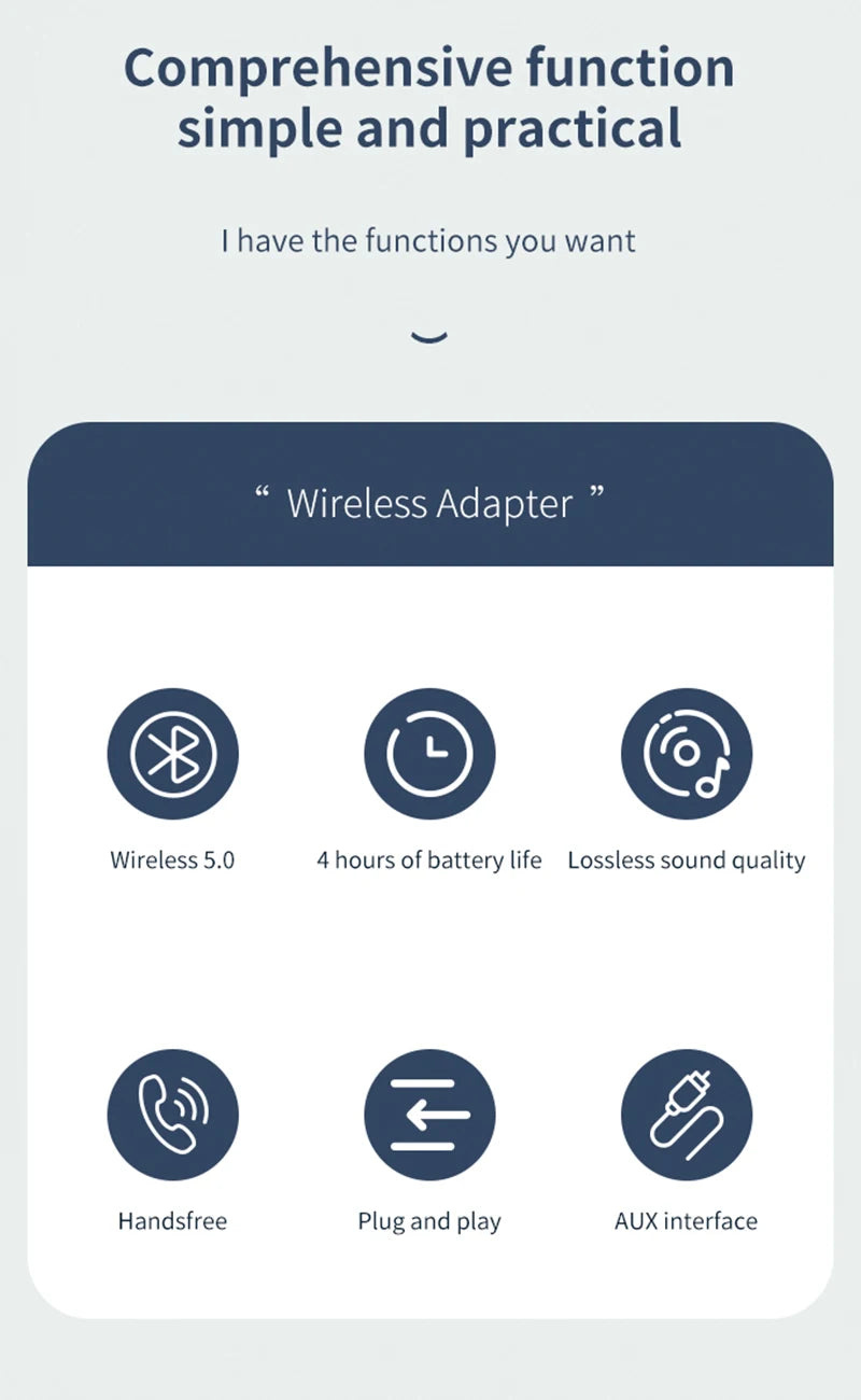 Bluetooth 5.0 Transmitter Receiver 2 In1 Wireless Adapter 3.5mm Jack Audio AUX Adapter For Car Audio Music Aux Handsfree Headset