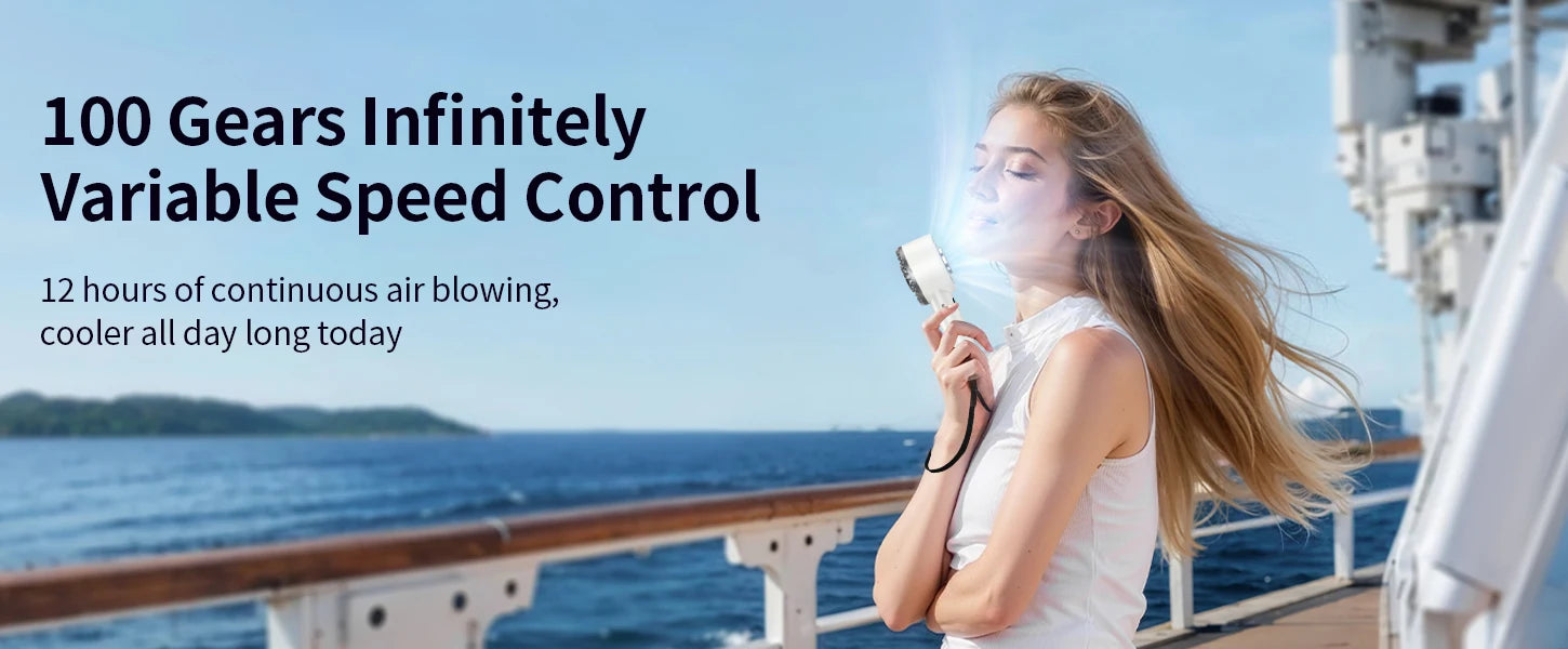 Outdoor Portable Mini Fan Handheld Fan with LED Display Semiconductor Refrigeration 100 Wind Speeds USB Rechargeable Battery Fan