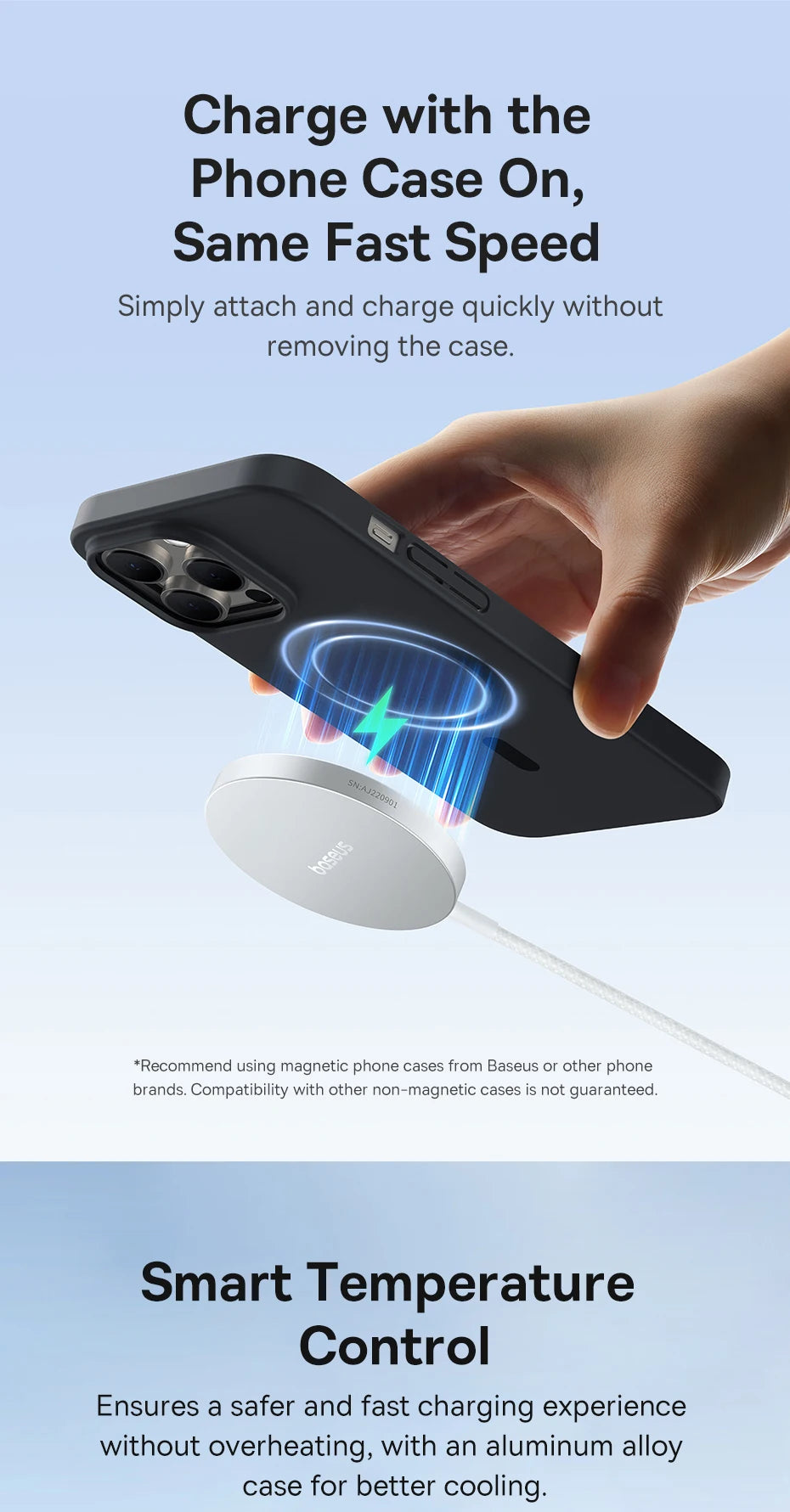 Baseus Qi2 15W Magnetic Wireless Charger Mini Fast Charging Phone Charger For iPhone 16 15 14 13 Pro Max