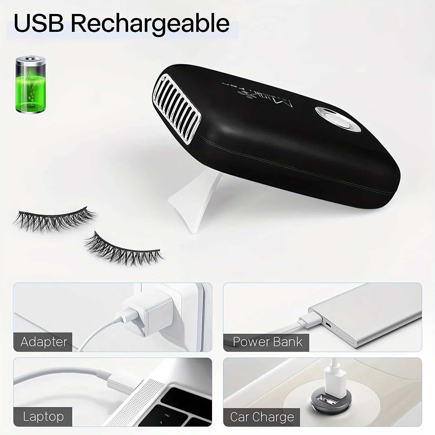 Mini Lash Fan Portable Eyelash Extension Fan Dryer Rechargeable USB Fan With 3 Adjustable Speed Cooling Air