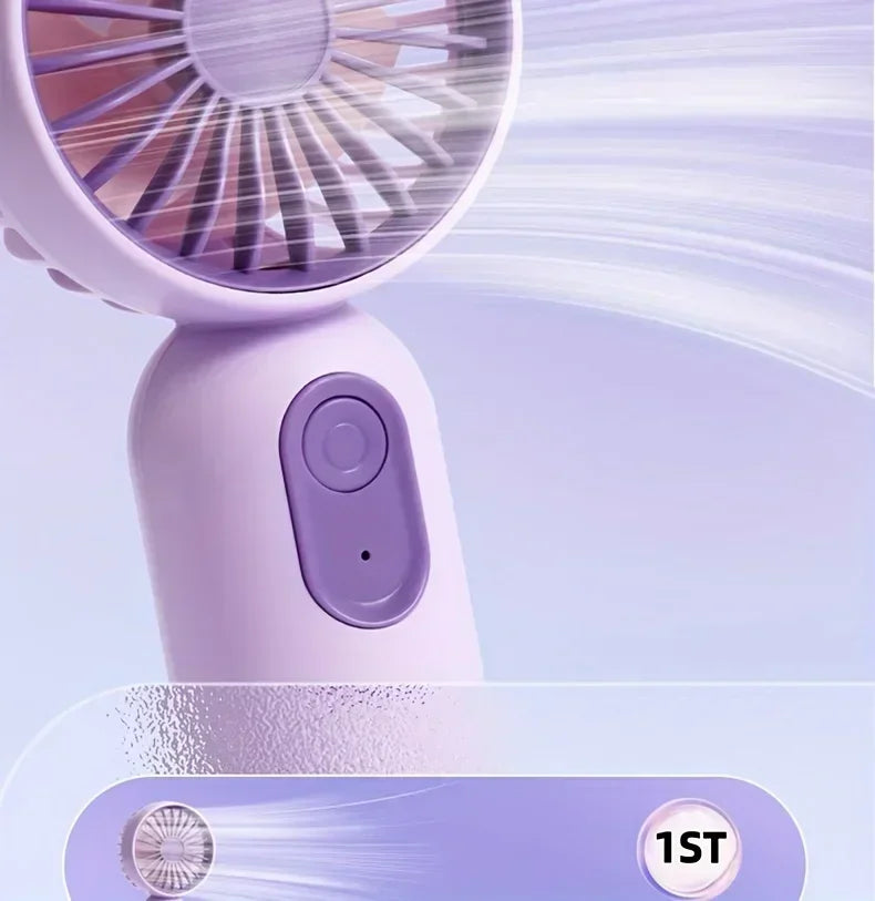 Mini Handheld Fan 3-Speed Strong Wind USB Rechargeable Long Lasting Portable Desk Fan For Students Office Outdoor Travel Camping