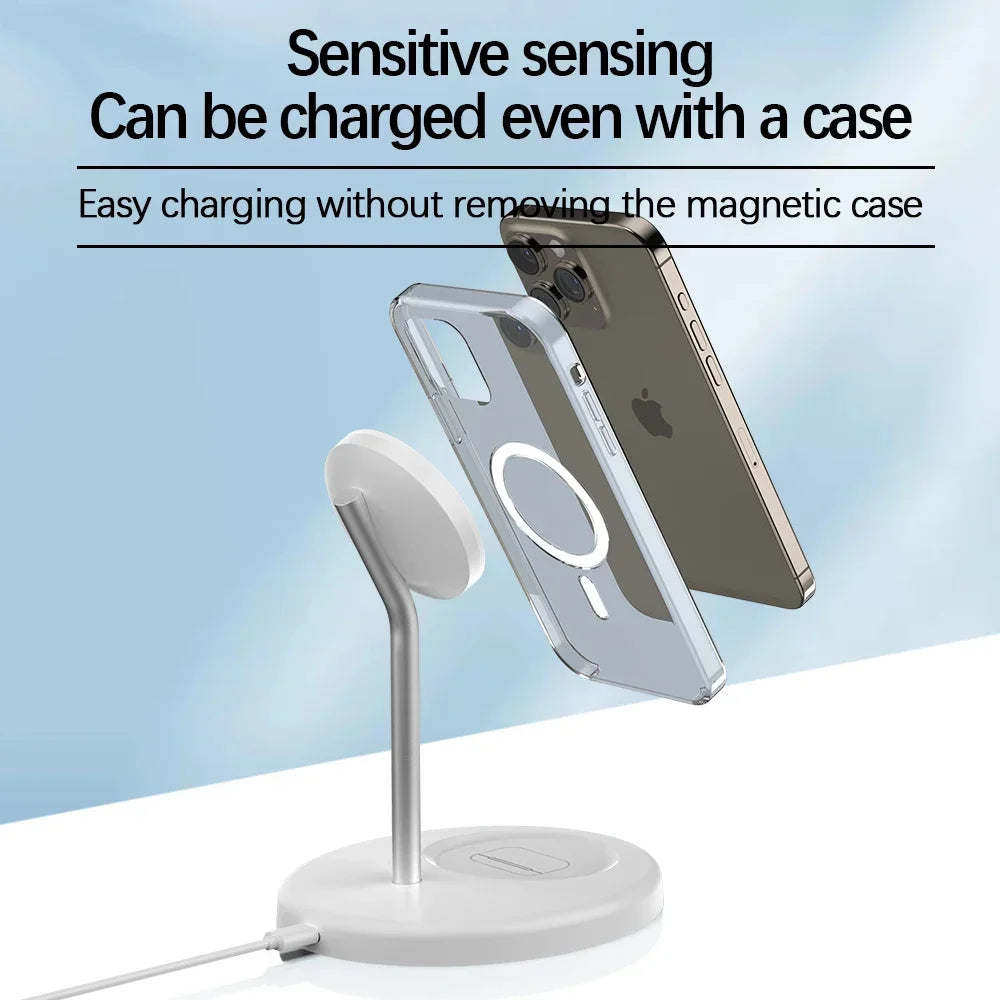 2 in 1 Magnetic Wireless Charger Stand Phone Charging Station Dock For iPhone 15 14 13 12 11 Pro Max AirPods Fast Chargers