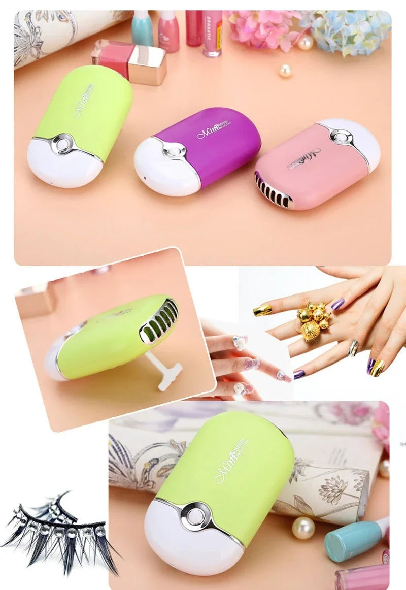 USB Rechargeable Portable Mini Fan Cooling Fan Bladeless Handheld Eyelash dryer Mini Handheld Fan Air Conditioning Blower
