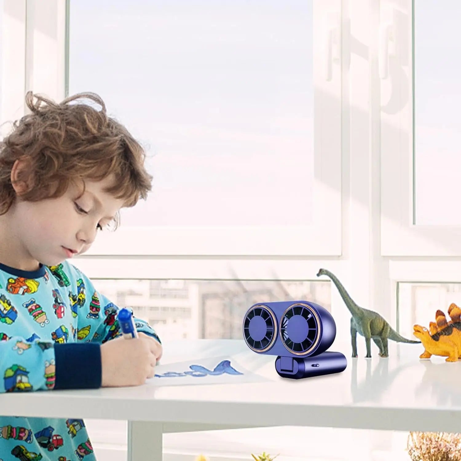 Handheld Personal Fan Compact Rechargeable Dual Fan Cooler Rechargeable Cooling Fan with Digital Display Personal Portable Fan