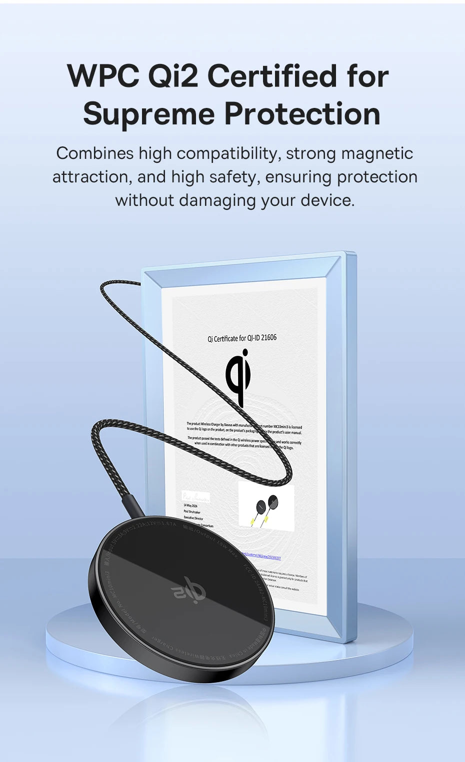 Baseus Qi2 15W Magnetic Wireless Charger Mini Fast Charging Phone Charger For iPhone 16 15 14 13 Pro Max