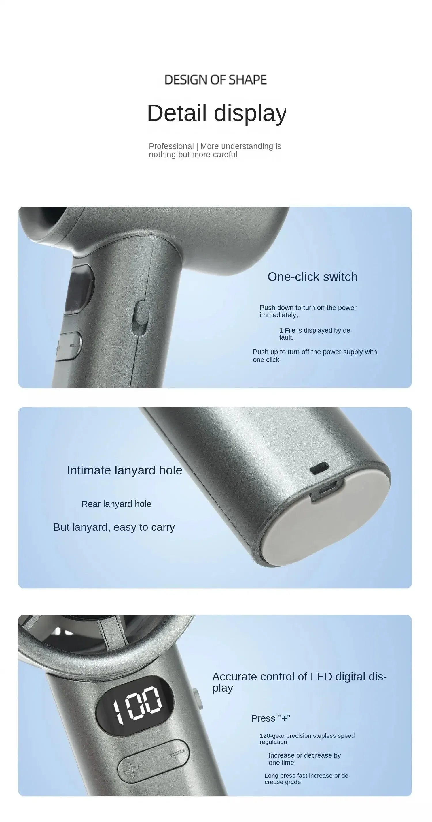 Portable Hand Fan 120 Wind Speeds Mini Bladeless Handheld Fan USB Rechargeable Personal Highspeed Fans Electric Eyelash Fan