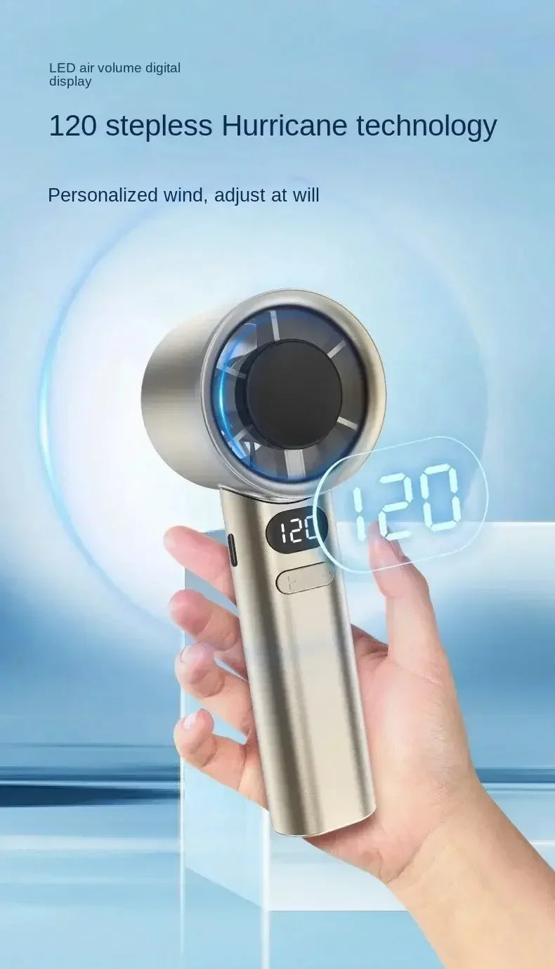 Portable Hand Fan 120 Wind Speeds Mini Bladeless Handheld Fan USB Rechargeable Personal Highspeed Fans Electric Eyelash Fan