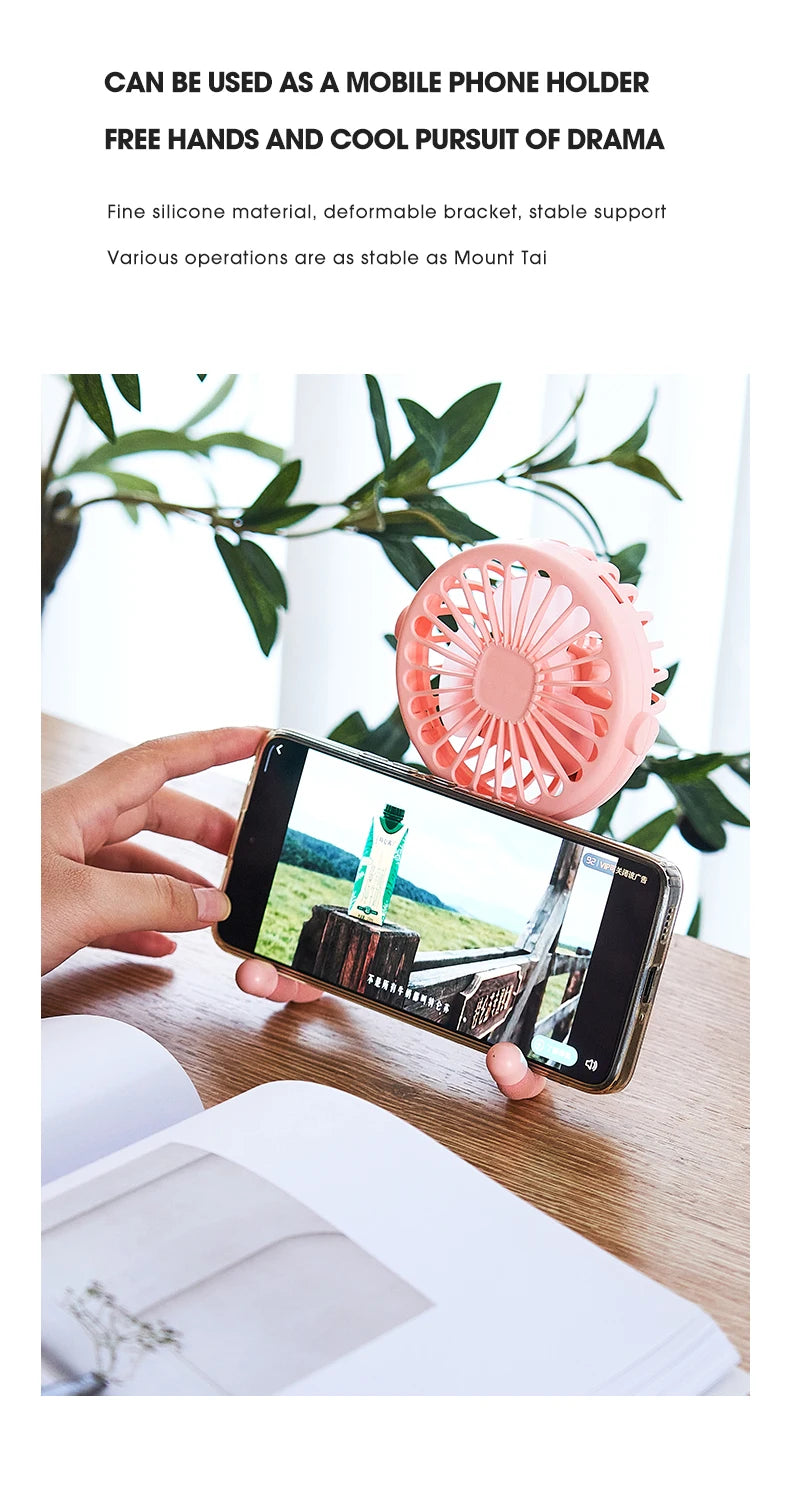 Portable USB Desktop Folding Fan,Outdoor Baby Stroller Handheld Fan, Summer Mute Small Multifunctional Octopus Mini Fan