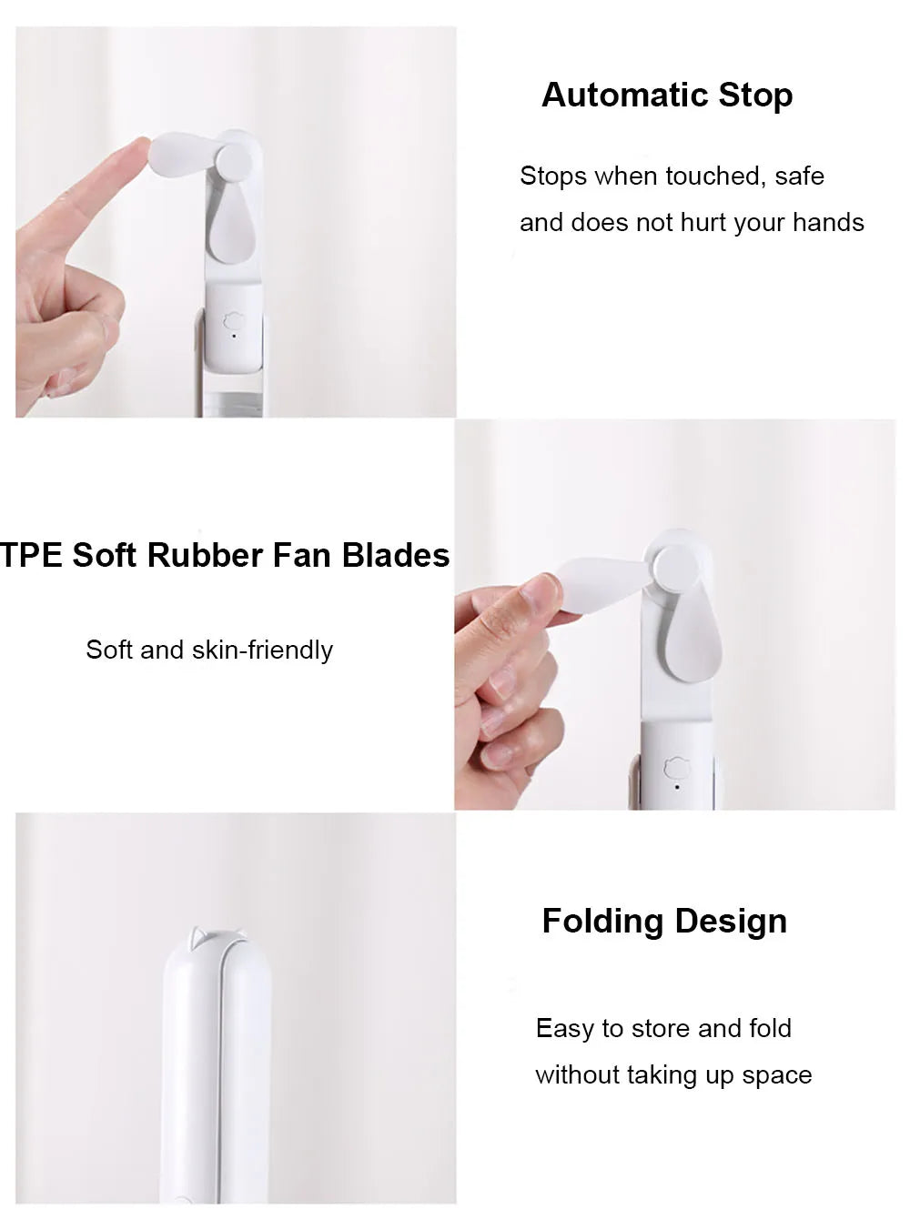 Portable Mini Handheld Fan Small Pocket Fan USB Rechargeable Battery Fan Folding Cooling Hand Fan Mini USB Fan with Power Bank