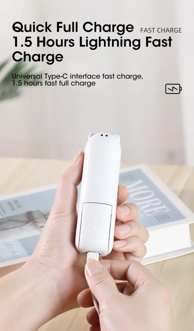 2000mAh Mini Portable Fan USB Rechargeable Cooler Collapsible Handheld Desktop Fan Quiet Foldable Office Home Handy Power Bank